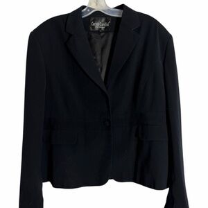 Carlos Cardini Designer Vintage Black Blazer, Elevated Workwear - Size 16